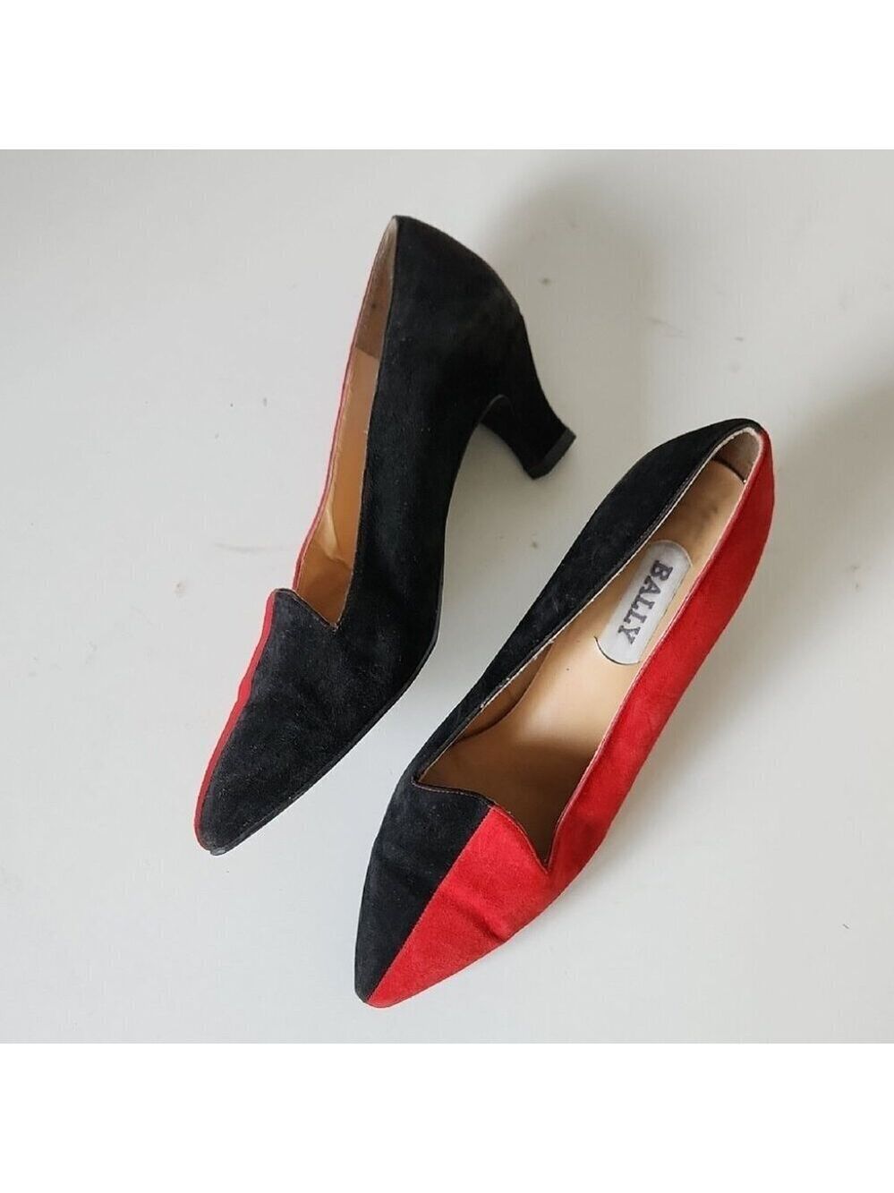 BALLY | Suede Heels Red Black Sz 6